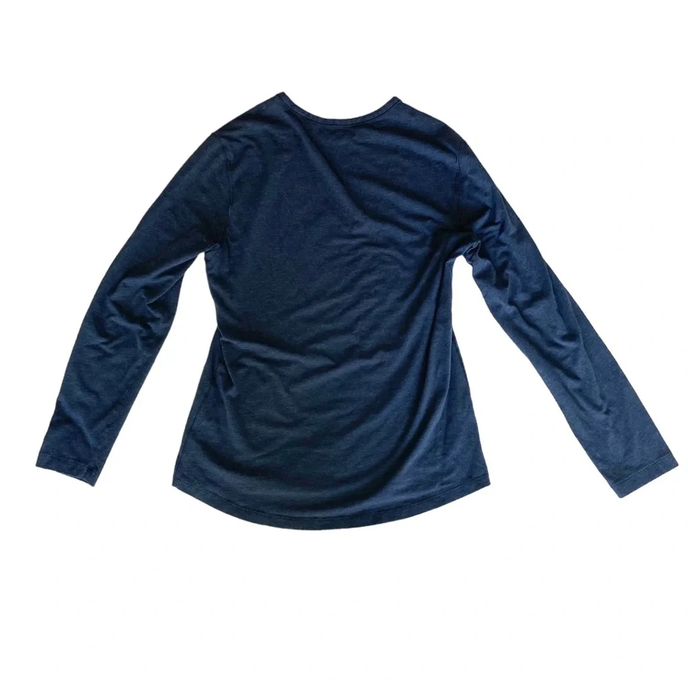 Lululemon Cotton Long Sleeve Crew Neck Shirt Tee Navy Size Medium - Picture 4 of 7
